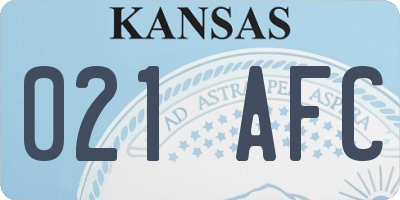 KS license plate 021AFC