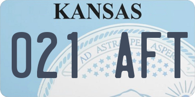 KS license plate 021AFT