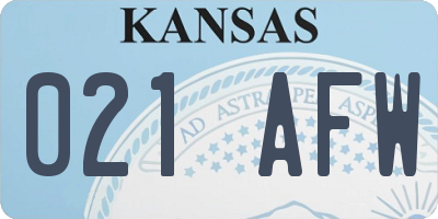 KS license plate 021AFW