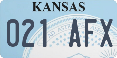 KS license plate 021AFX