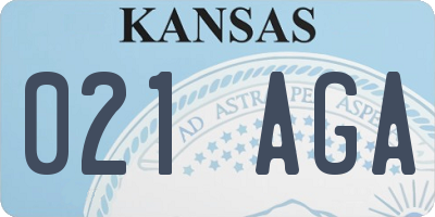 KS license plate 021AGA