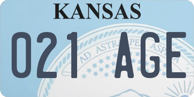 KS license plate 021AGE