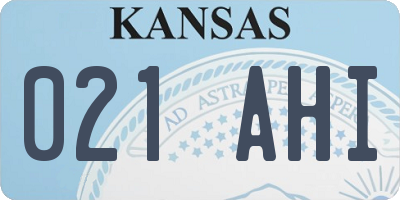 KS license plate 021AHI