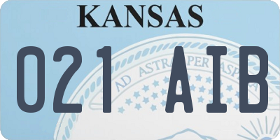 KS license plate 021AIB