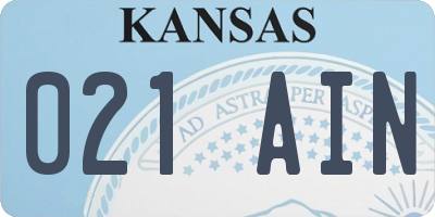 KS license plate 021AIN
