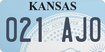 KS license plate 021AJO