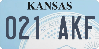 KS license plate 021AKF