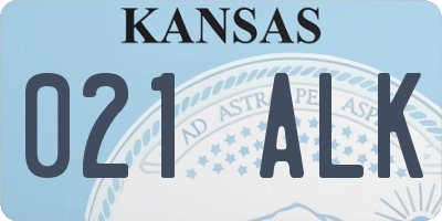 KS license plate 021ALK