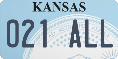 KS license plate 021ALL