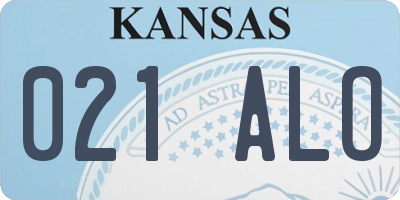 KS license plate 021ALO