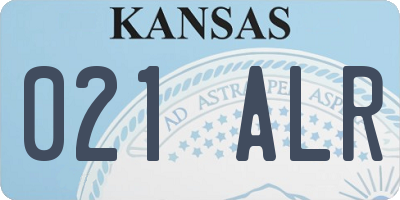 KS license plate 021ALR