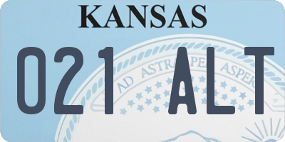 KS license plate 021ALT