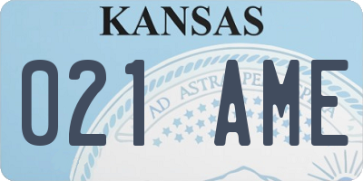 KS license plate 021AME