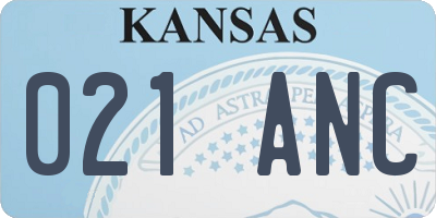 KS license plate 021ANC