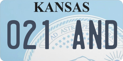 KS license plate 021AND