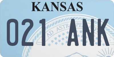 KS license plate 021ANK