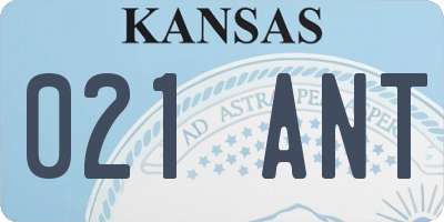 KS license plate 021ANT