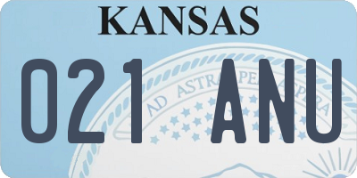 KS license plate 021ANU