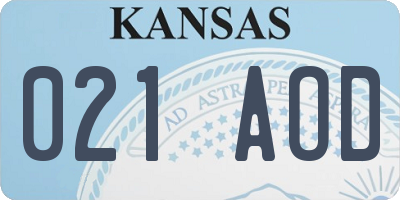 KS license plate 021AOD