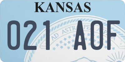 KS license plate 021AOF