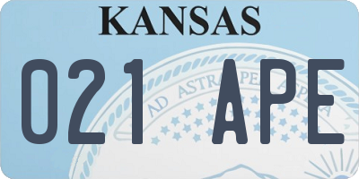 KS license plate 021APE