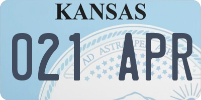 KS license plate 021APR