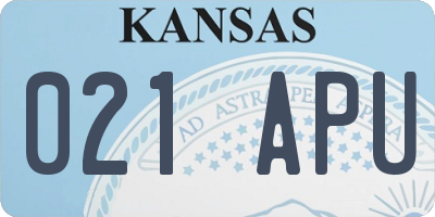KS license plate 021APU