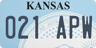 KS license plate 021APW