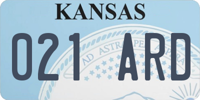 KS license plate 021ARD