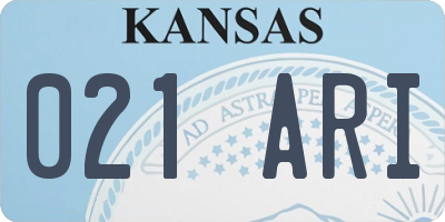 KS license plate 021ARI