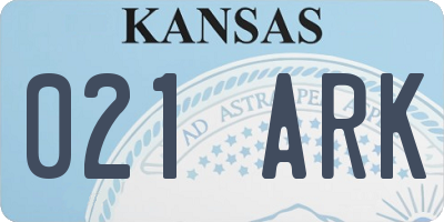 KS license plate 021ARK