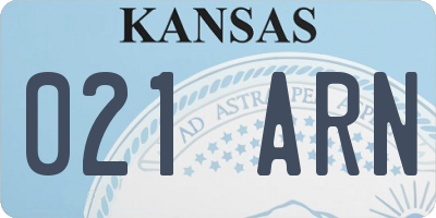 KS license plate 021ARN