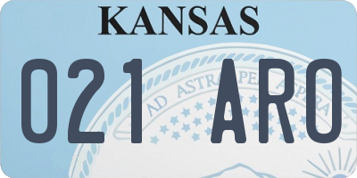 KS license plate 021ARO