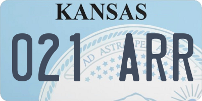KS license plate 021ARR