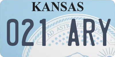 KS license plate 021ARY