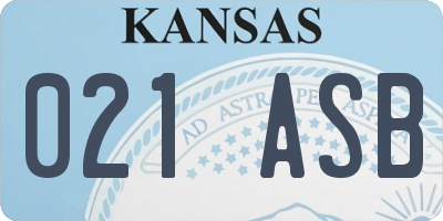 KS license plate 021ASB