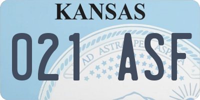 KS license plate 021ASF