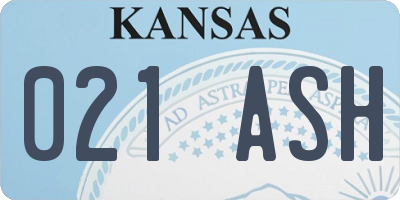KS license plate 021ASH