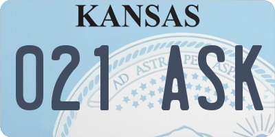 KS license plate 021ASK