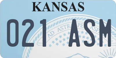 KS license plate 021ASM