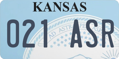 KS license plate 021ASR