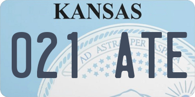 KS license plate 021ATE