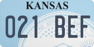 KS license plate 021BEF