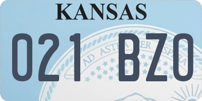 KS license plate 021BZO
