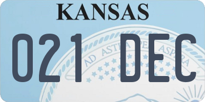 KS license plate 021DEC