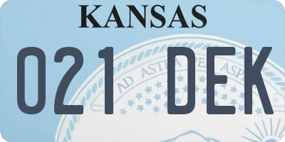 KS license plate 021DEK
