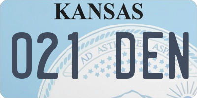 KS license plate 021DEN
