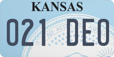 KS license plate 021DEO