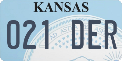 KS license plate 021DER