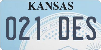 KS license plate 021DES